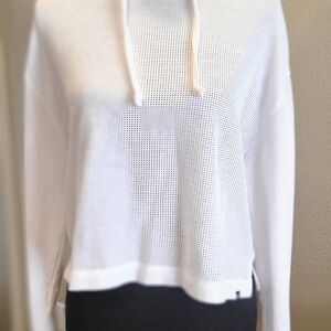 PINK Victoria's Secret White Hooded Mesh Pullover